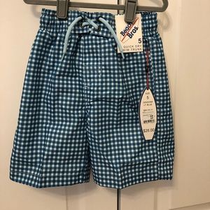 Beach bros. Gingham blue and white swim trunks boys 5t new with tags